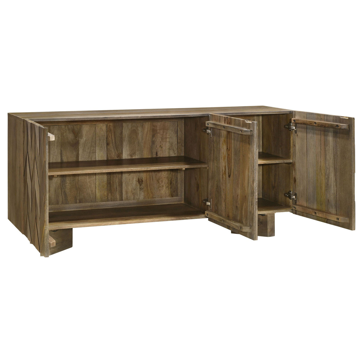 Roman - 3 Door Server With Chevron Design - Brown