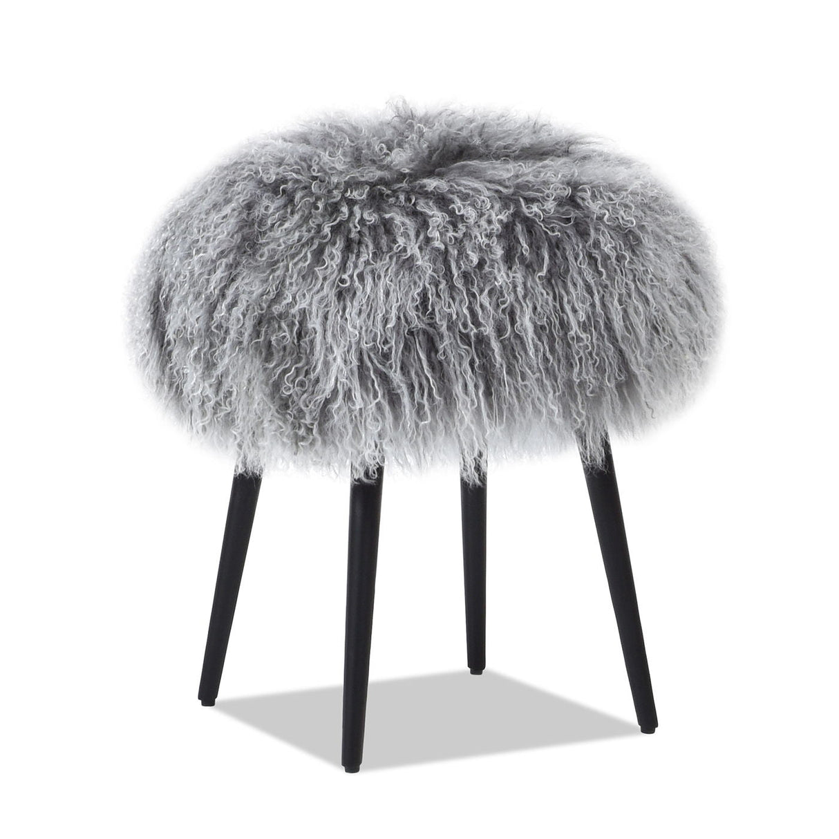 Alberta Mongolian Sheepskin Round Ottoman