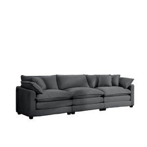 Mid-Century Modern 3 Seater Sectional Sofa With Arm And Throw Pillows