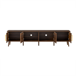 TV Stand For TVs Up To 85" With Fluted Door, Cable Management, Soft-Closing Hinges - Walnut