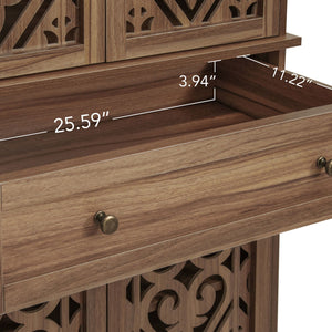4 Door Cabinet With 1 Drawer, With 4 Adjustable Inner Shelves, Storage Cabinet