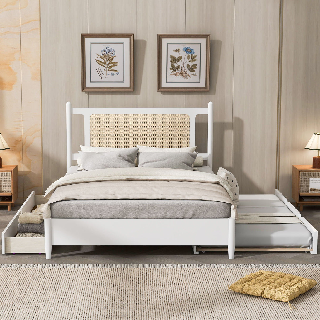 Platform Bed With 2 Big Drawers & Trundle