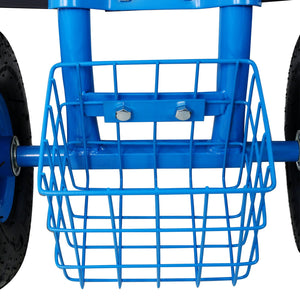 Rolling Garden Scooter Cart Seat With Wheels, 360 Swivel Seat, Tool Tray