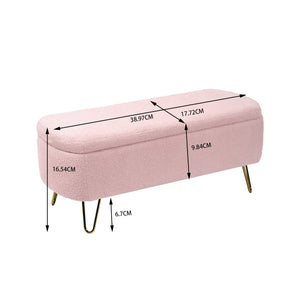 Storage Ottoman Bench For End Of Bed Legs, Modern Camel Faux Fur Entryway Bench Upholstered Padded With Storage For Living Room Bedroom
