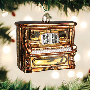 Brown Upright Piano Glass Ornament