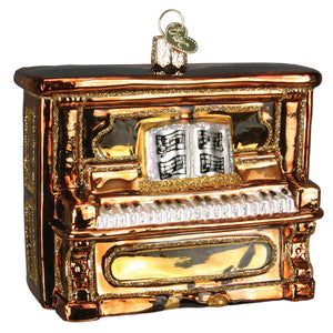 Brown Upright Piano Glass Ornament