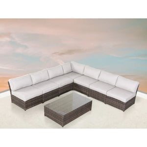 Comfortable Modern Patio Rattan Sectional Set With Cushions