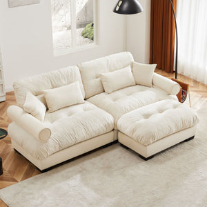 Oversized Modular Sectional Sofa with Movable Ottoman - Fabric, Multiple Colors
