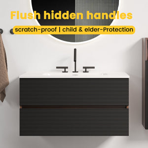 Gloria 36" Wall Mounted Soft Black Bathroom Vanity