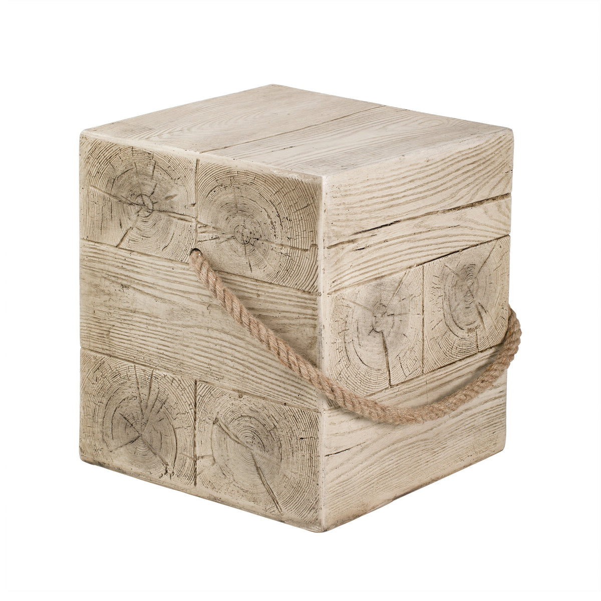 Outdoor Wood Grain Square MGO Side Table with Simulated Braided Cord