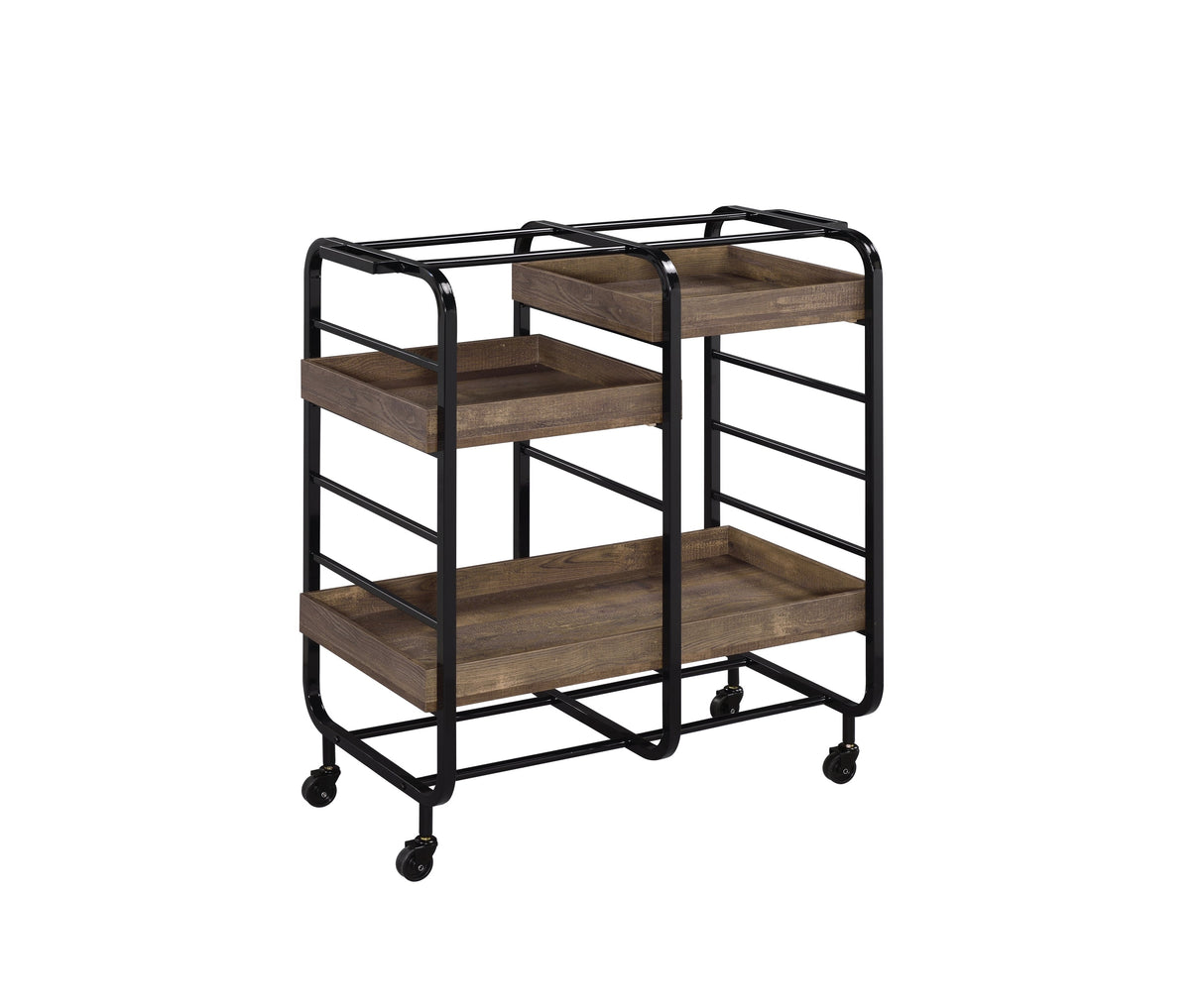 Vorrik Black & Walnut Finish Serving Cart