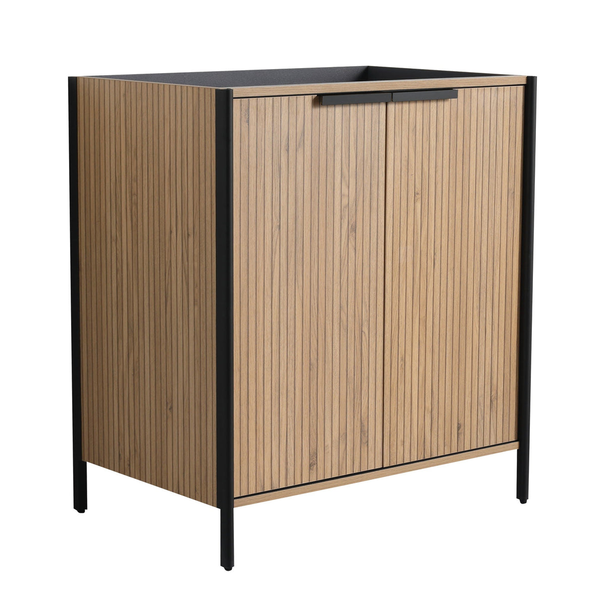 Light Brown Contemporary Freestanding Bathroom Vanity with Adjustable Shelves