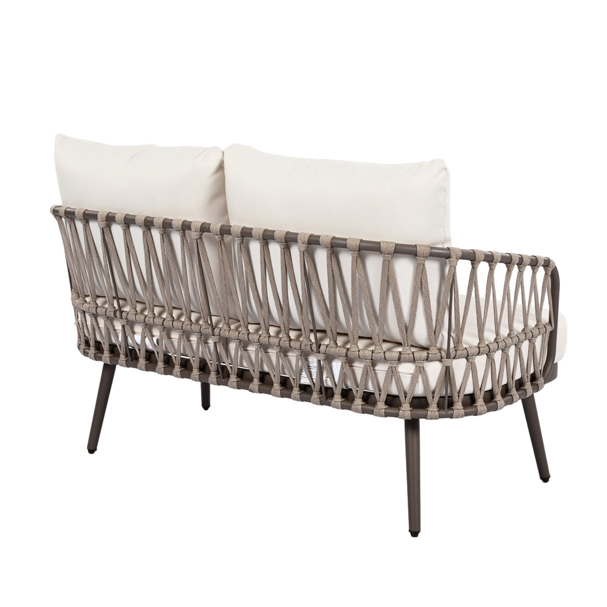 4-Piece Outdoor Patio Furniture Set with Metal Frame and Woven Rope