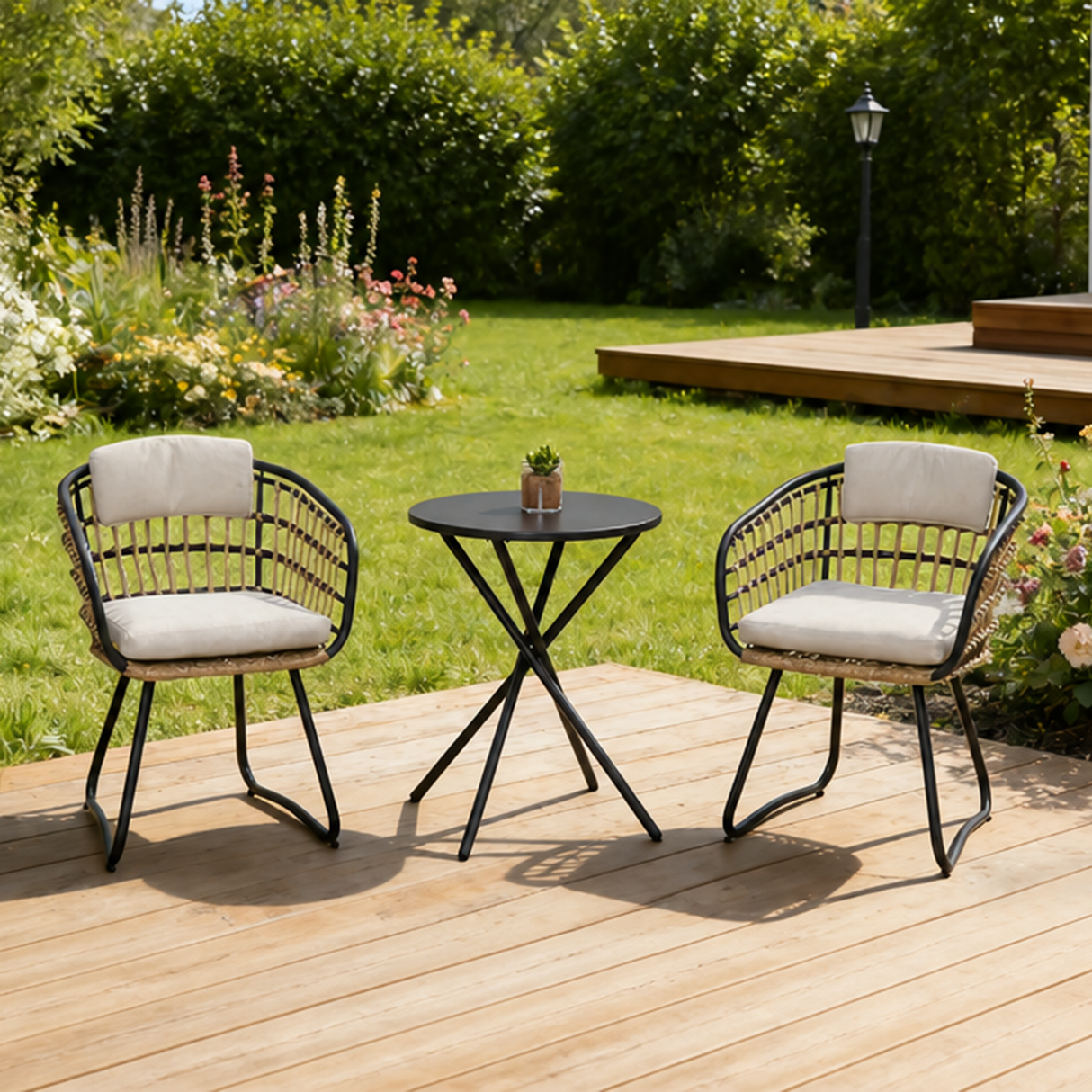 3-Piece Outdoor Wicker Bistro Set