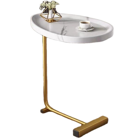White C-Shaped Narrow Side Table