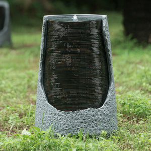 Broken Urn Water Fountain with Integrated Light - Dark Gray