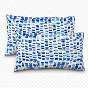 2 Pack Outdoor Lumbar Pillow Covers - Blue Dash