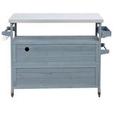 K&K Outdoor Kitchen Island, Rolling Bar Cart & Storage Cabinet