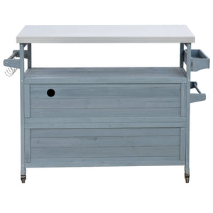 K&K Outdoor Kitchen Island, Rolling Bar Cart & Storage Cabinet