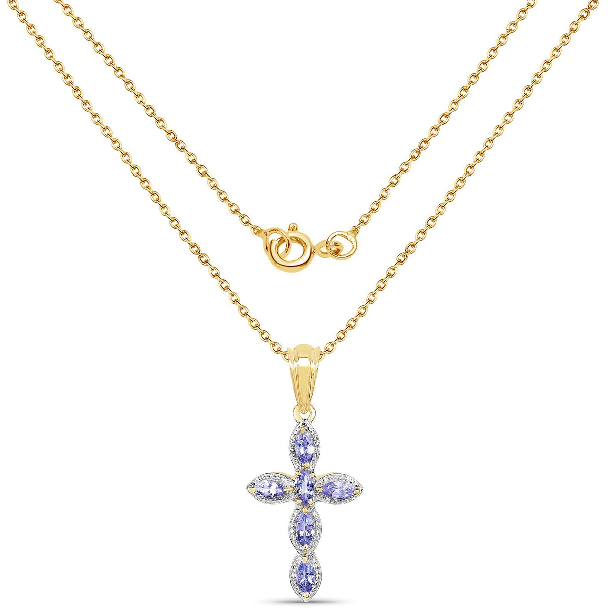 14K Yellow Gold Plated 0.84 Carat Genuine Tanzanite .925 Sterling Silver Pendant