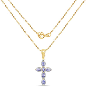 14K Yellow Gold Plated 0.84 Carat Genuine Tanzanite .925 Sterling Silver Pendant