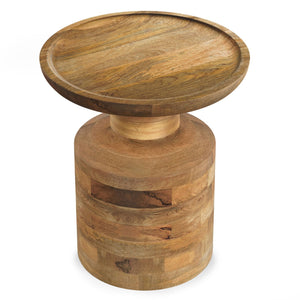 Handcrafted Wooden Accent Table with Sculptural Design - Multiple Colors
