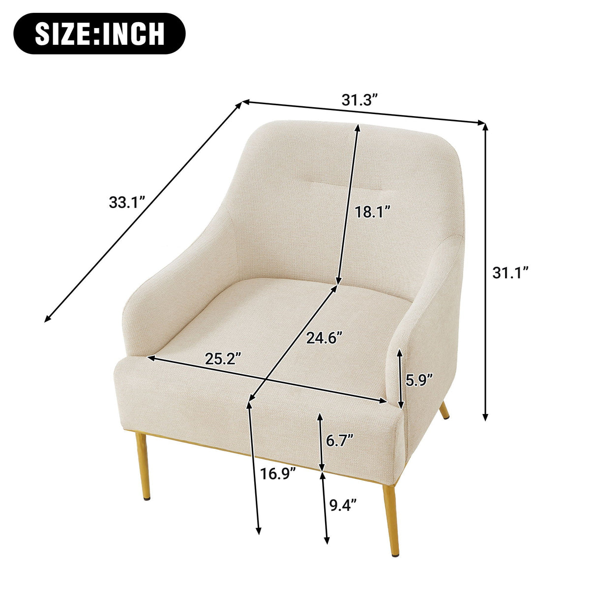 Modern Elegance Accent Chair with Curved Backrest