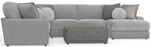 Canyon - 4 Piece Sectional With Cuddler Seat Cushions, Included Accent Pillows And Cocktail Ottoman (Right Side Facing Chaise) - Platinum