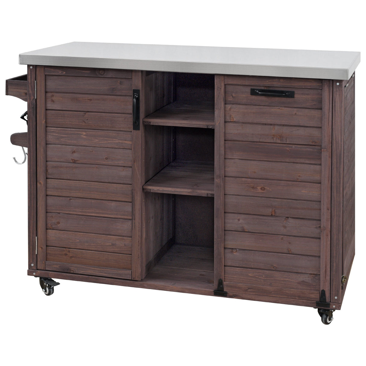 K&K 78.3' Outdoor Kitchen Island with Foldable Grill Table