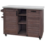 K&K 78.3' Outdoor Kitchen Island with Foldable Grill Table