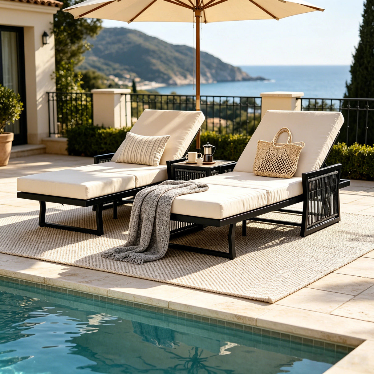 Black Mix Chaise Lounge Set