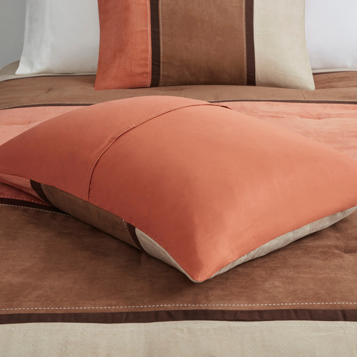 7 Piece Faux Suede Comforter Set - Coral California King
