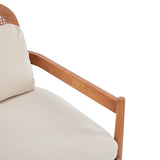 Elliston Rattan Backrest Solid Wood Accent Chair with Cushions, Set of 2
