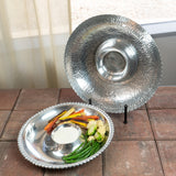 Handcrafted Hammered Stainless Steel Chip And Dip Server