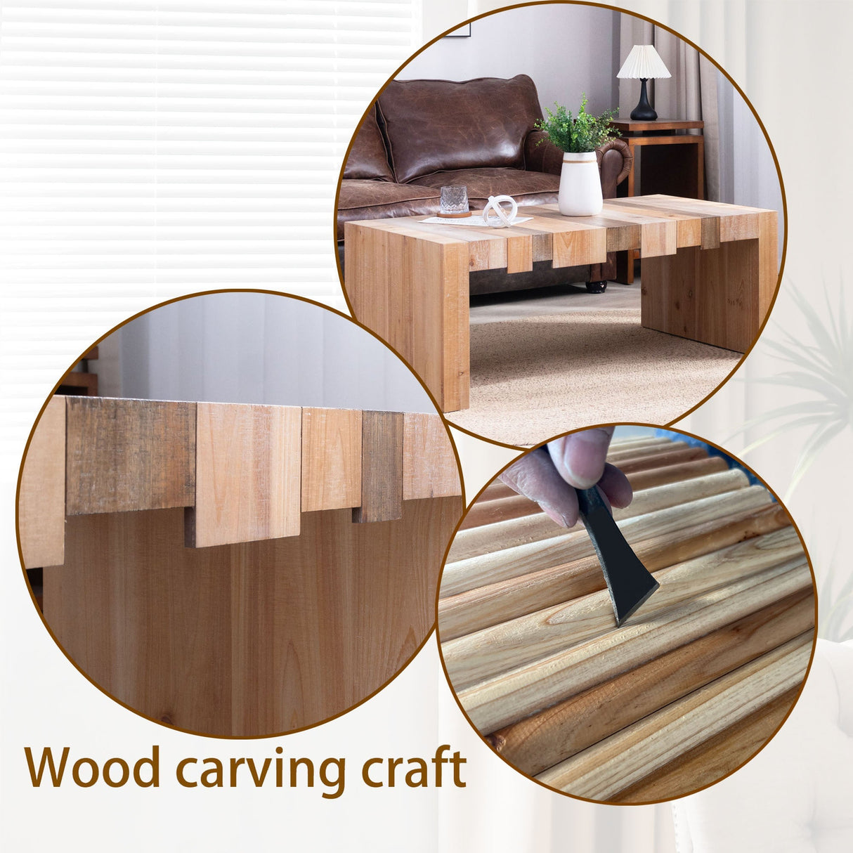 Modern Rustic Coffee Table – 48.2' Rectangular Center Table for Living Room