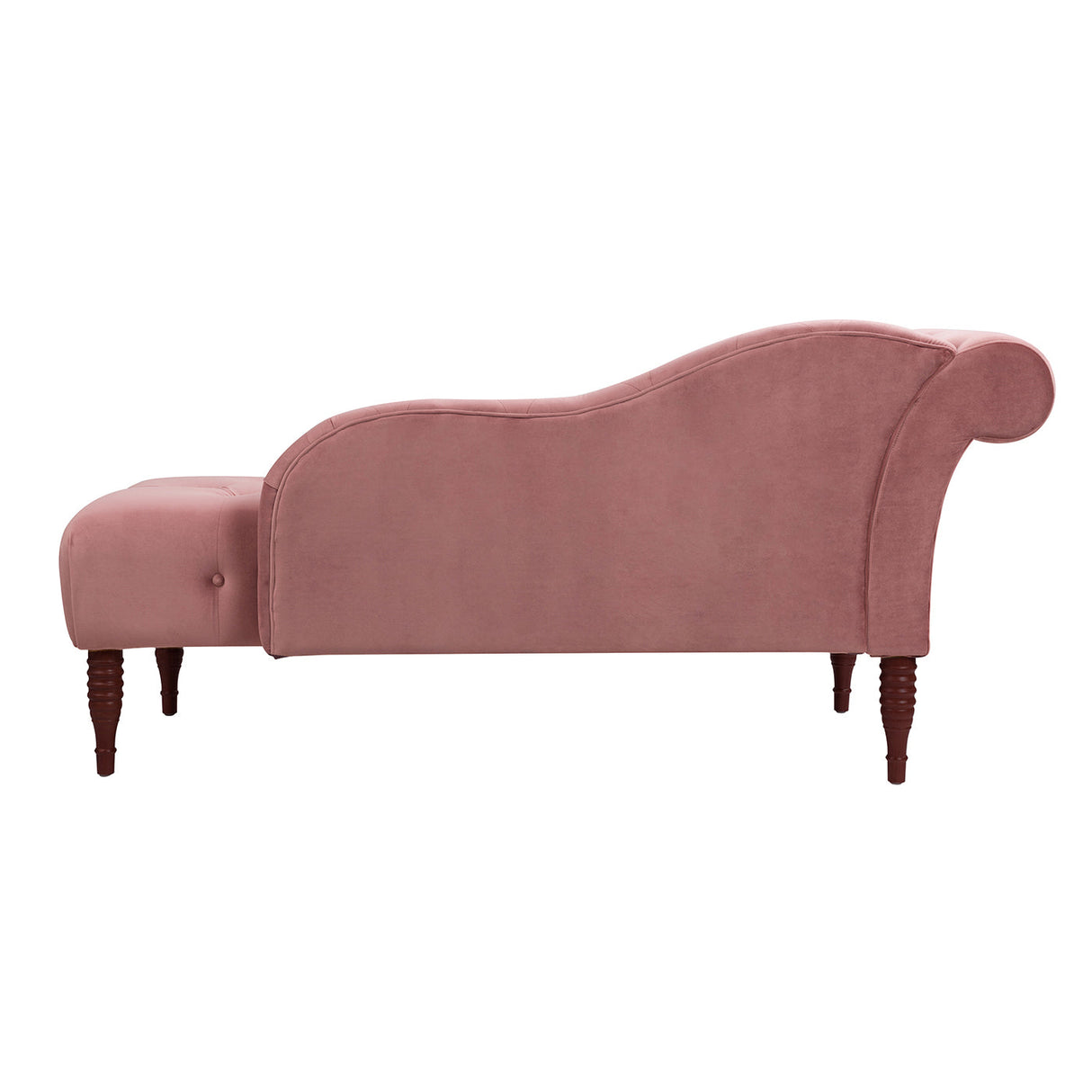 Samuel Tufted Roll Arm Chaise Lounge, Ash Rose Pink Velvet