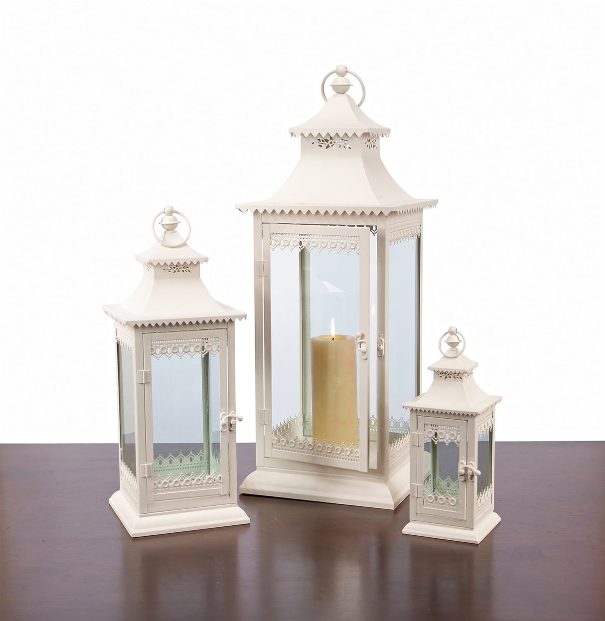 Ornamental-ivory-metal-lantern-(set-of-3)-Outdoor-Lighting
