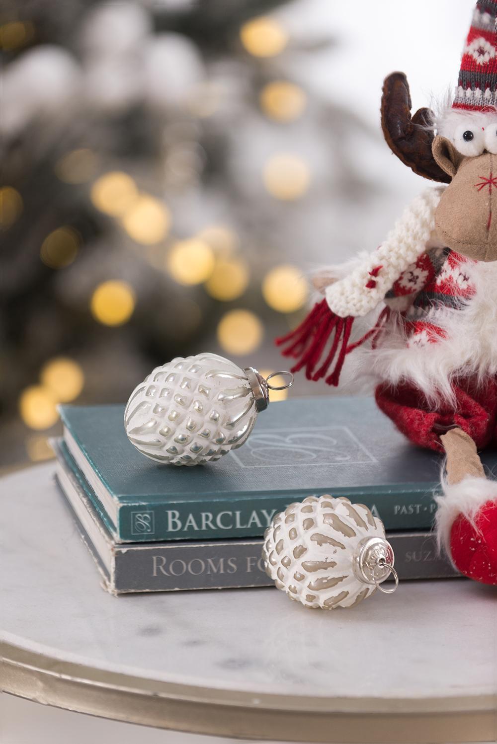Glass Decorative Hanging Ball Christmas Tree Ornaments - White (Set of 12)