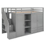 Loft Bed With 3 Shelves, 2 Wardrobes, 2 Drawers, Ladder Storage