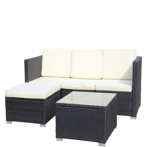 Outdoor 5-Piece PE Rattan Wicker Patio Sofa Set with Coffee Table