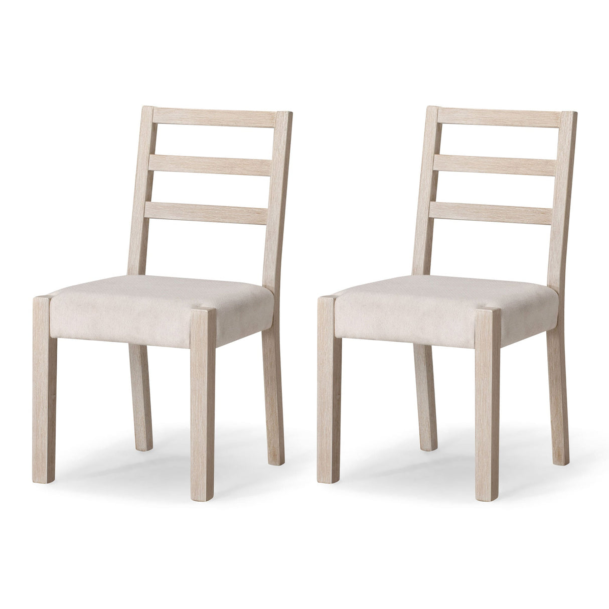 Maven Lane Willow Rustic Dining Chair, White With Cream Weave Fabric, Set of 2