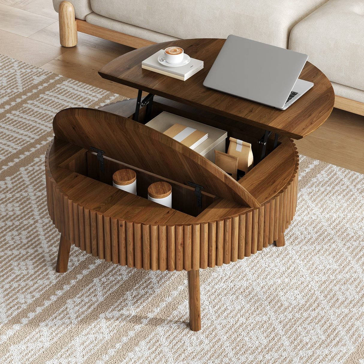 Modern Round Lift-Top Coffee Table