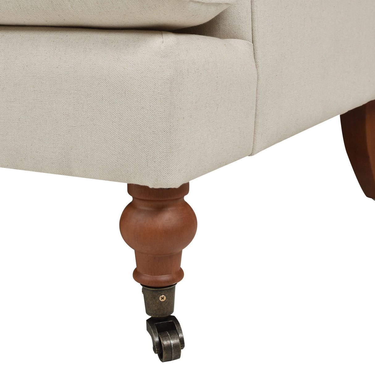 Alana 38' Lawson Accent Arm Chair Metal Casters, Light Beige Linen