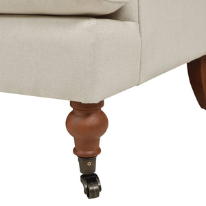 Alana 38' Lawson Accent Arm Chair Metal Casters, Light Beige Linen