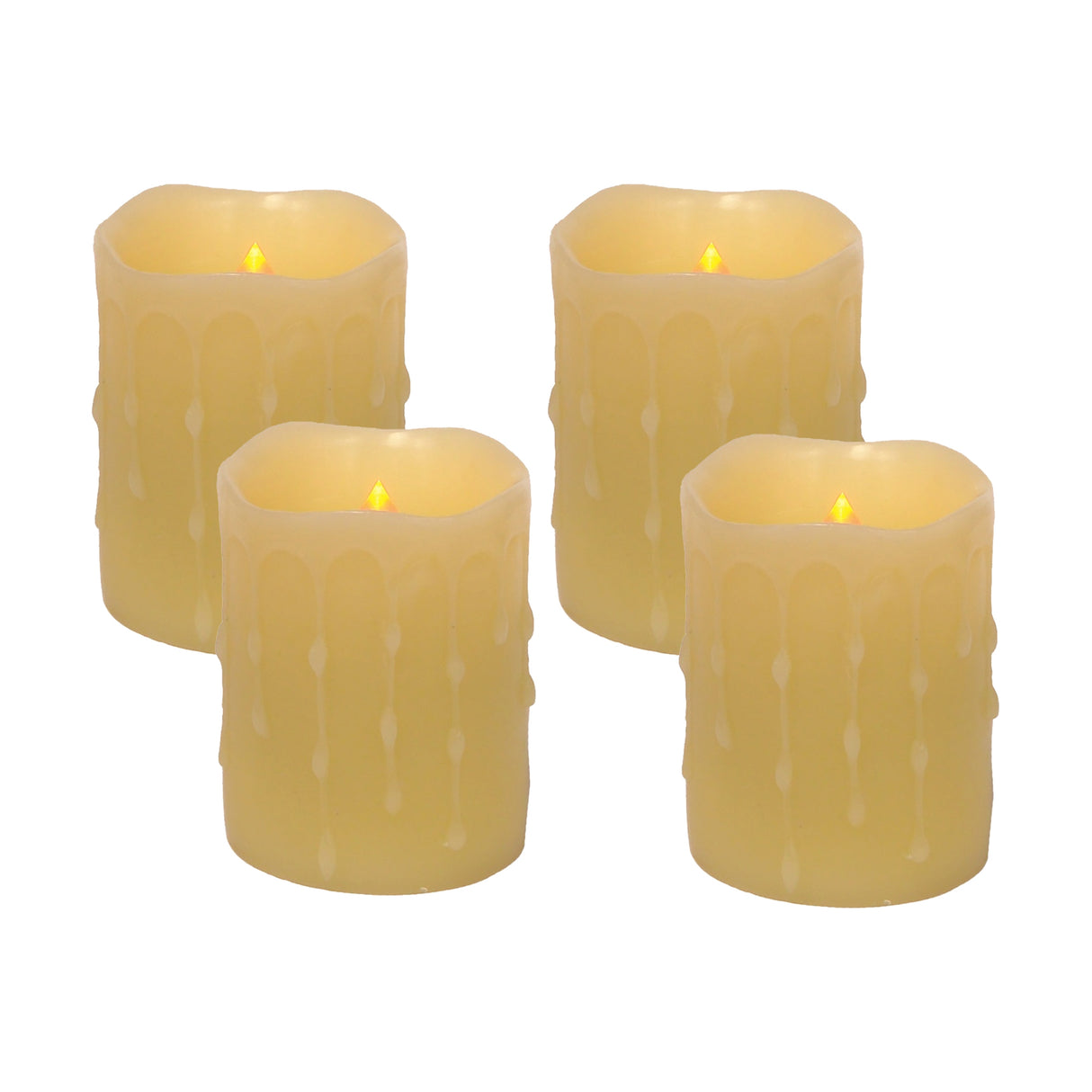 4" led dripping wax pillar candles (set of 4)