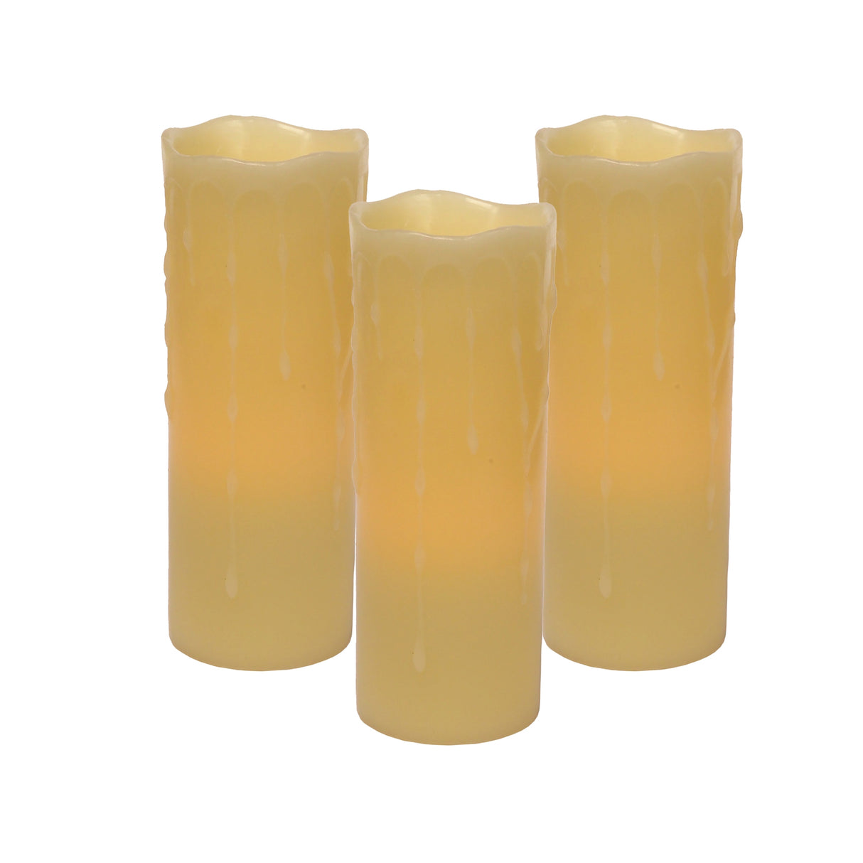 8" LED Dripping Wax Pillar Candles (Set of 3)