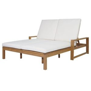 Outdoor Double Lounge Chair With 5 Position Adjustable Backrest