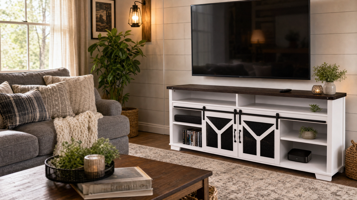 Stylish 65.3" TV Stand with LED Light Strips