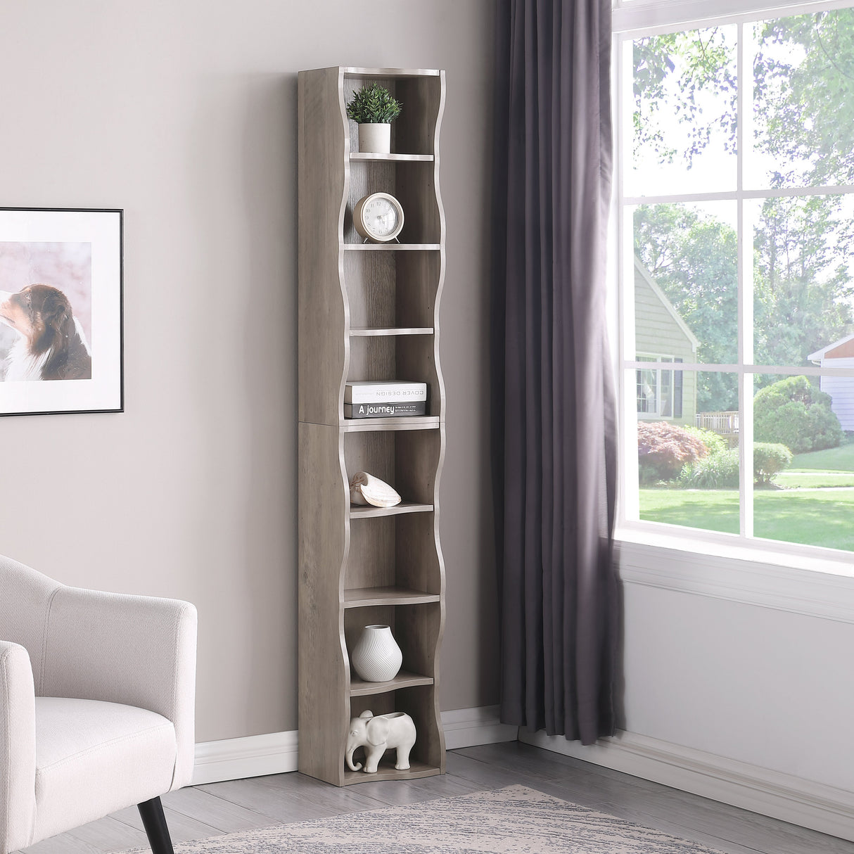 8-Layer Adjustable Shelf Ultra-Thin Bookshelf
