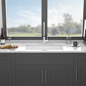 Farmhouse Ceramic Apron Front Single Bowl Kitchen Sink with Durable Design - White or Black